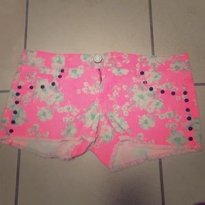 Pink floral shorts